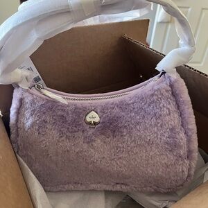 Kate Spade Purple Plush Shoulder Bag with Metallic Detail